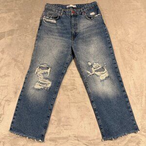 Zara High Rise Straight Leg Distressed Ankle Jeans Women’s size 6